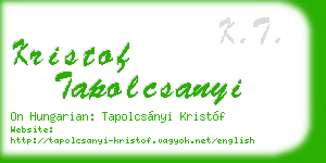kristof tapolcsanyi business card